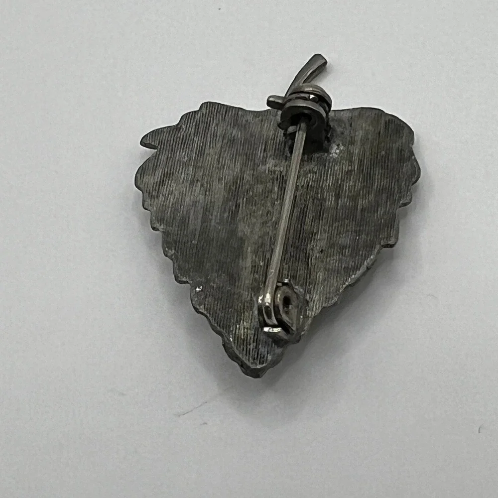 Vintage Marjolein Bastin Leaf Ladybug Brooch Pewter Tone Outdoors Nature Pin‎